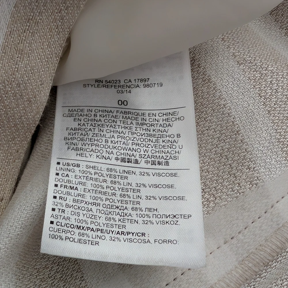 Banana Republic Neutral Stripe Linen Blend Sleeveless Summer Sheath Dress - Picture 10 of 10